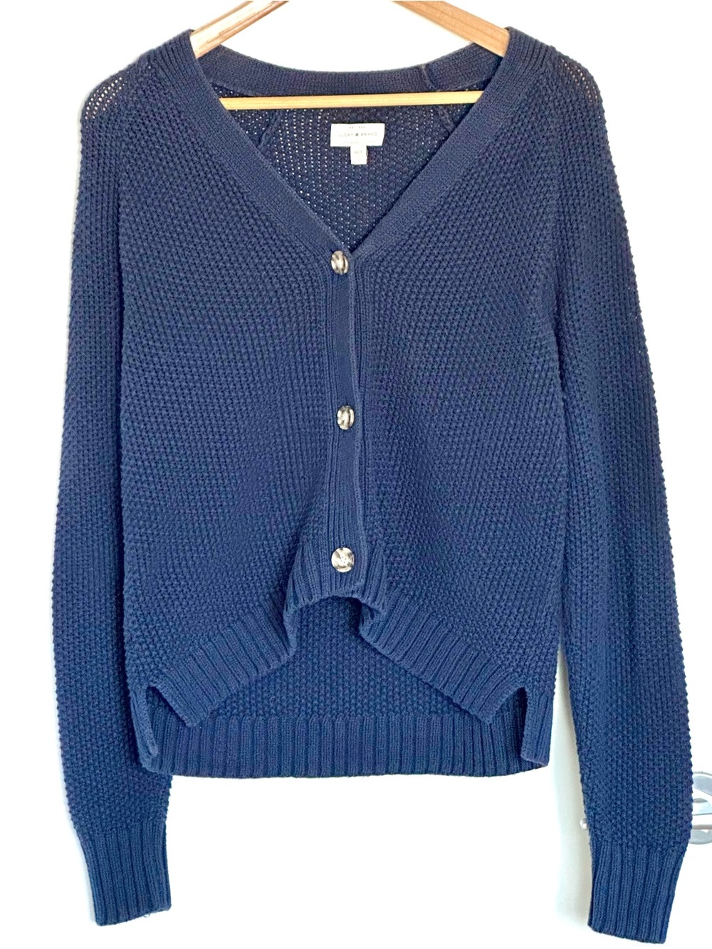 Lucky Brand Dark Navy V-Neck Button Cardigan